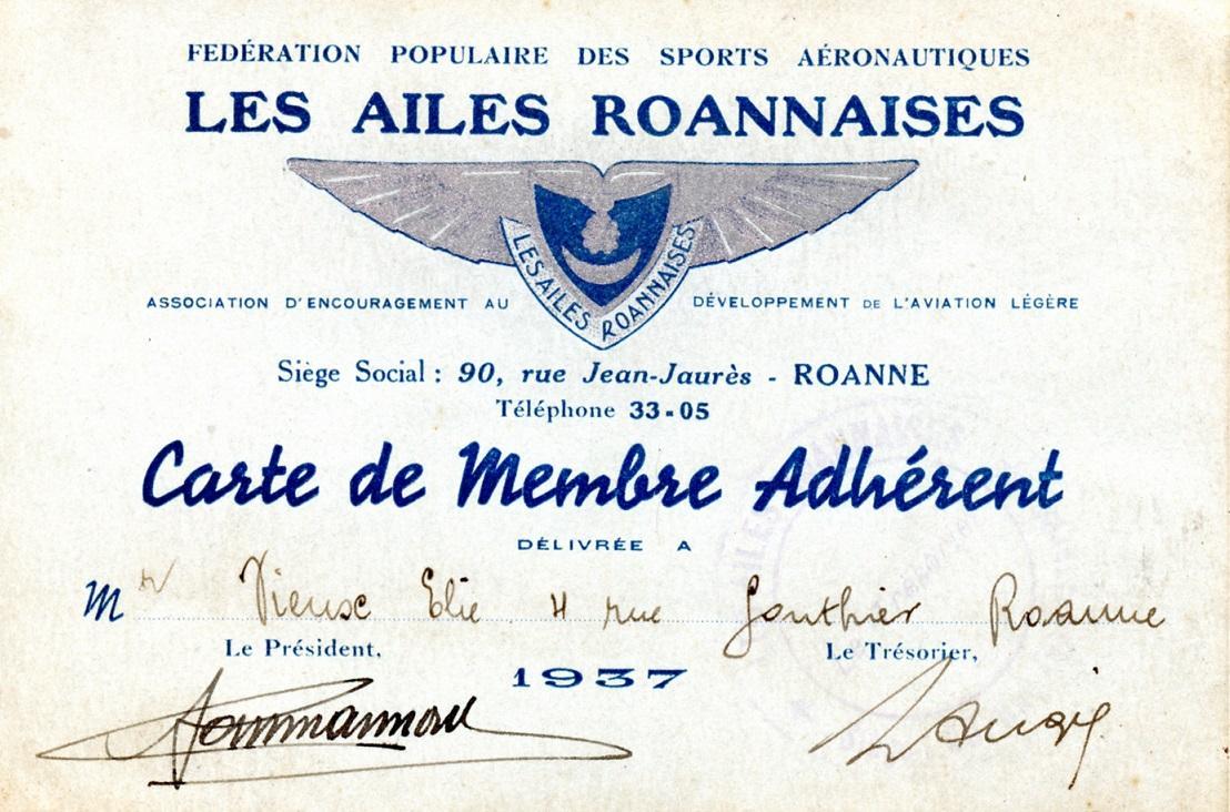 Carte de membre les ailes roannaises